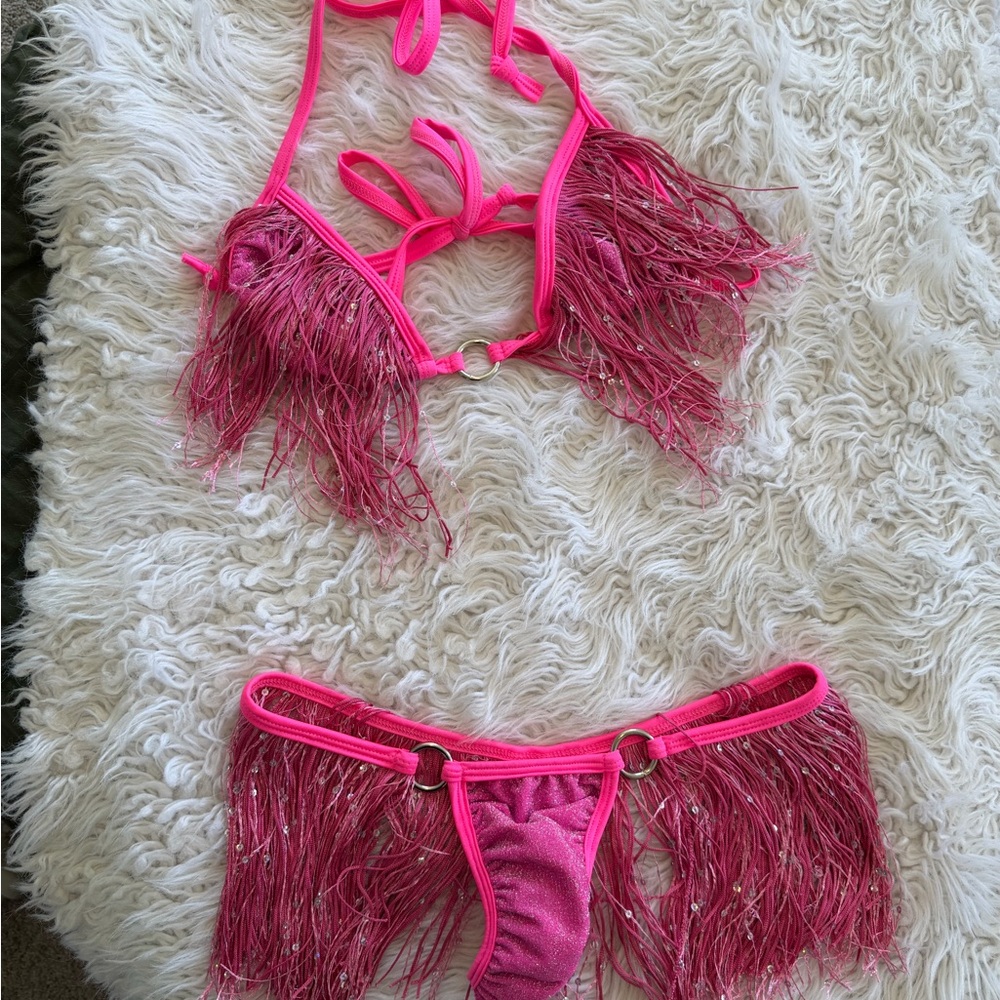 Pink Fringe Bikini Set - Rave & Dance Outfit